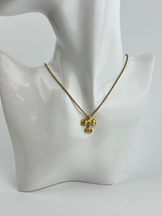 Dior Jewelry - Dior Necklace Pendant Logo Gold Vintage